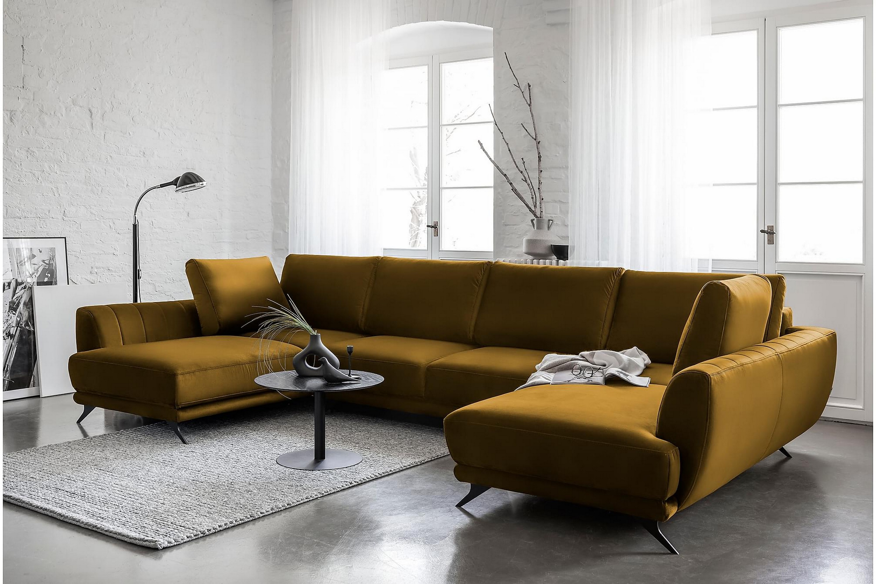 naoya bäddsoffa dubbelschäslong orange -