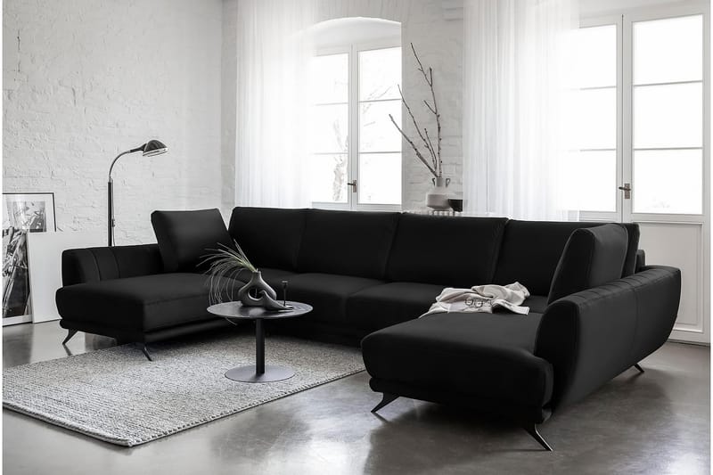 Naoya Bäddsoffa Dubbelschäslong Svart - Möbler - Vardagsrum - Bäddsoffor - U bäddsoffa