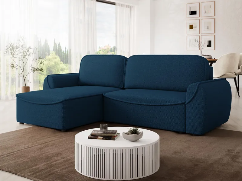 Navrel 3-sits Bäddsoffa med Divan och förvaring - Blå - Möbler - Vardagsrum - Bäddsoffor - Hörnbäddsoffa