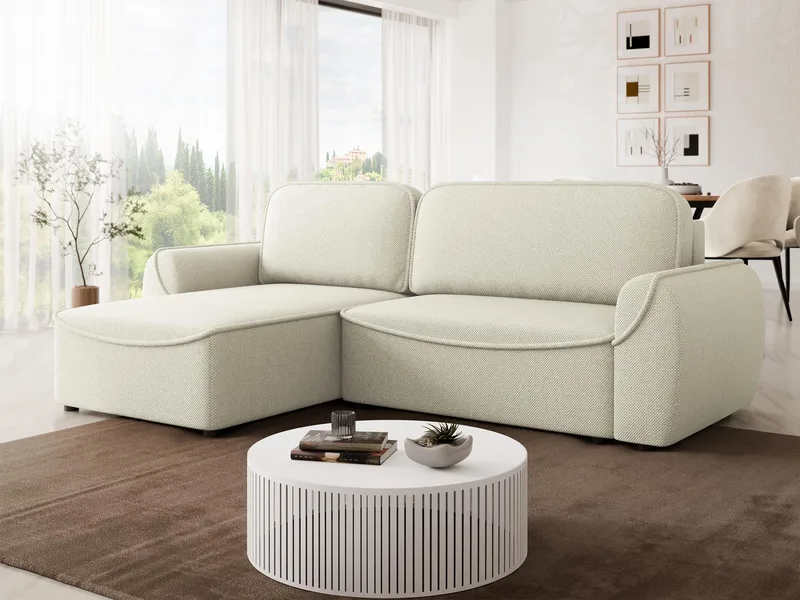 Navrel 3-sits Bäddsoffa med Divan och förvaring - Ljusbeige - Möbler - Vardagsrum - Bäddsoffor - Hörnbäddsoffa