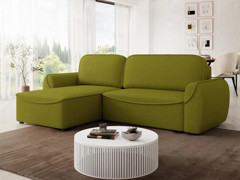 Navrel 3-sits Bäddsoffa med Divan och förvaring - Oliv - Möbler - Vardagsrum - Bäddsoffor - Hörnbäddsoffa