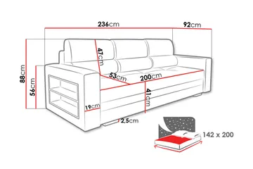 Nemo Bäddsoffa 236x92x88 cm - Gr å - Möbler - Vardagsrum - Bäddsoffor