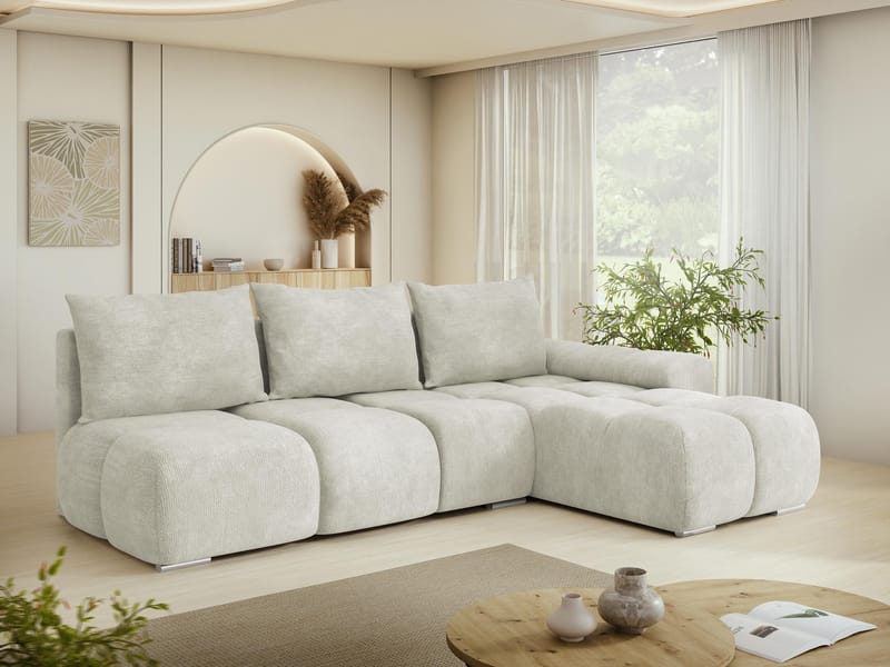 Nessa 4-sits Bäddsoffa divan höger med förvaring - beige - Möbler - Vardagsrum - Bäddsoffor - Hörnbäddsoffa