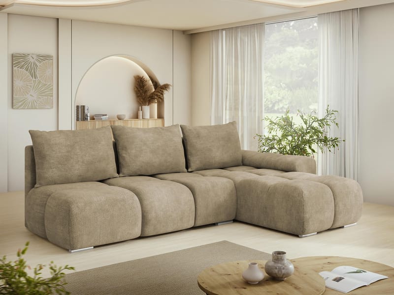 Nessa 4-sits Bäddsoffa divan höger med förvaring - beige - Möbler - Vardagsrum - Bäddsoffor