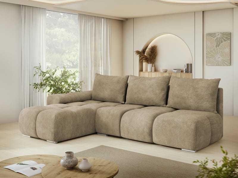Nessa 4-sits Bäddsoffa divan vänster med förvaring - beige - Möbler - Vardagsrum - Bäddsoffor