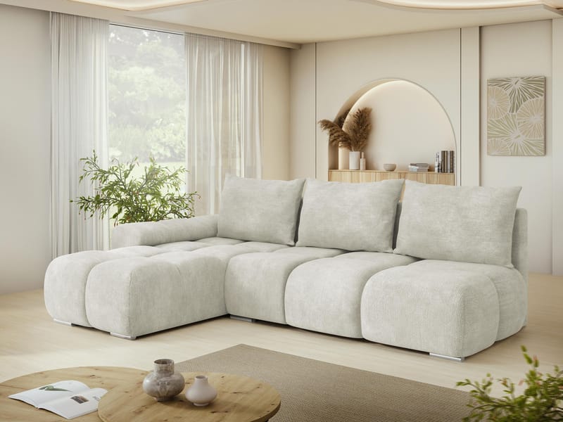 Nessa 4-sits Bäddsoffa divan vänster med förvaring - beige - Möbler - Vardagsrum - Bäddsoffor - Hörnbäddsoffa