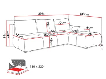 Nessa 4-sits Bäddsoffa divan vänster med förvaring - grå - Möbler - Vardagsrum - Bäddsoffor