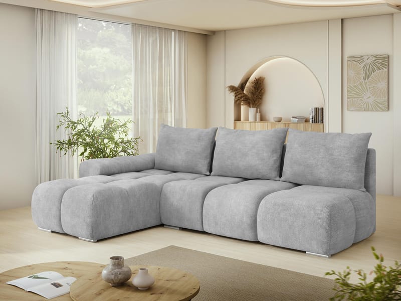 Nessa 4-sits Bäddsoffa divan vänster med förvaring - grå - Möbler - Vardagsrum - Bäddsoffor - Hörnbäddsoffa