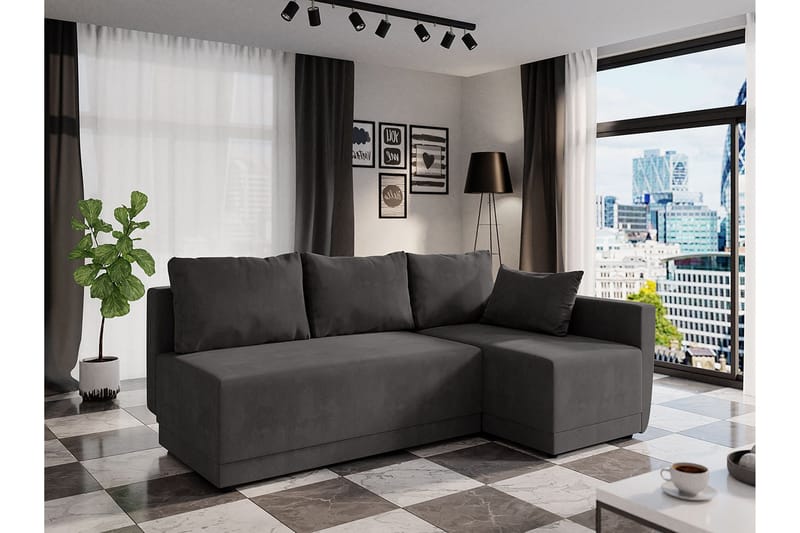 Nestor Hörnsoffa Höger LED-belysning - Grå - Möbler - Vardagsrum - Bäddsoffor