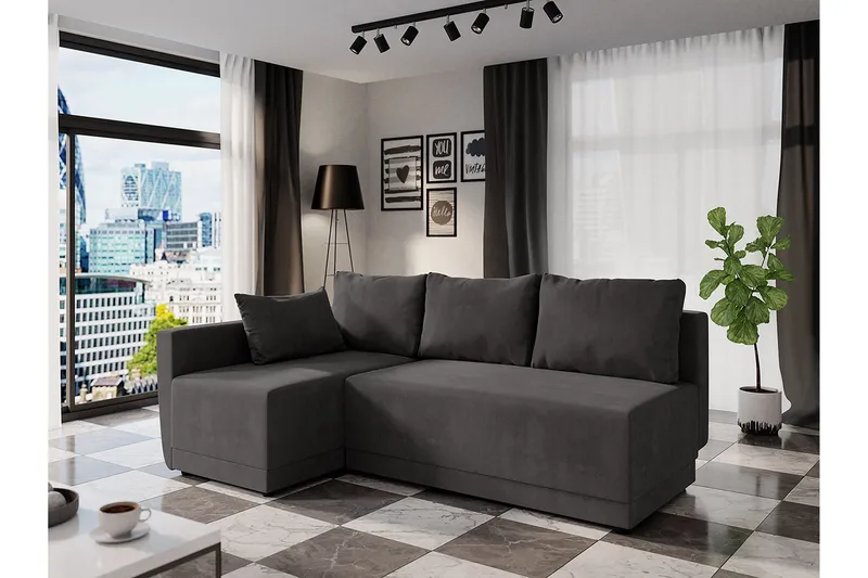 Nestor Hörnsoffa Vänster LED-belysning - Grå - Möbler - Vardagsrum - Bäddsoffor