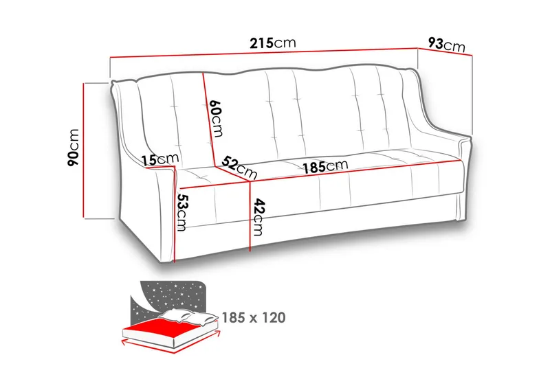 Niagara Soffa - Mörkgrå - Möbler - Vardagsrum - Bäddsoffor