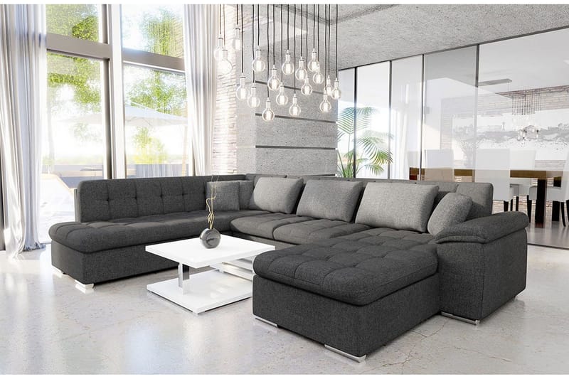 Niko U-Bäddsoffa 350x205x76 cm Divan Höger - Grå - Möbler - Vardagsrum - Bäddsoffor - U bäddsoffa