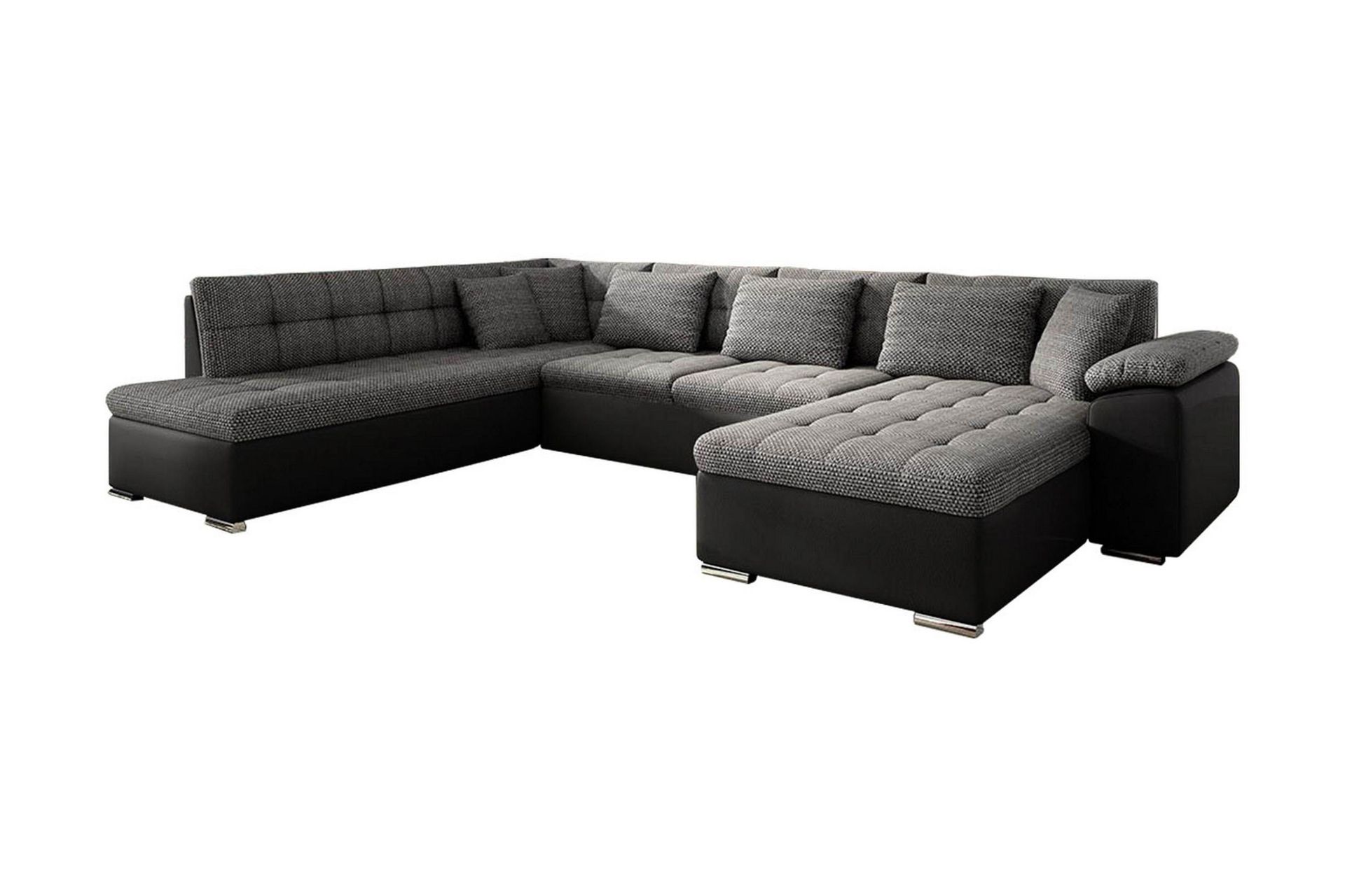 niko u-bäddsoffa 350x205x76 cm divan höger - grå/svart