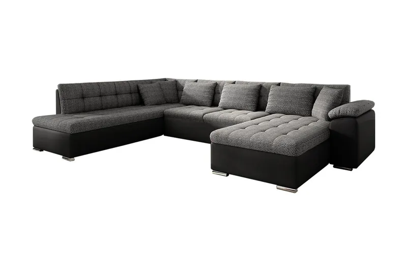 Niko U-Bäddsoffa 350x205x76 cm Divan Höger - Grå/Svart - Möbler - Vardagsrum - Bäddsoffor - U bäddsoffa