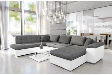 Niko U-Bäddsoffa 350x205x76 cm Divan Höger - Grå/Vit - Möbler - Vardagsrum - Bäddsoffor - U bäddsoffa