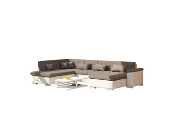 Niko U-Bäddsoffa 350x205x76 cm Divan Höger - Vit/Grå - Möbler - Vardagsrum - Bäddsoffor - U bäddsoffa