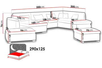 Niko U-Bäddsoffa 350x205x76 cm Divan Höger - Vit/Grå - Möbler - Vardagsrum - Bäddsoffor - U bäddsoffa