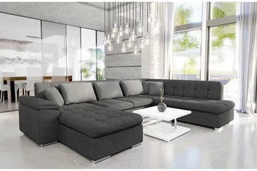 Niko U-Bäddsoffa 350x205x76 cm Divan Vänster - Grå - Möbler - Vardagsrum - Bäddsoffor - U bäddsoffa
