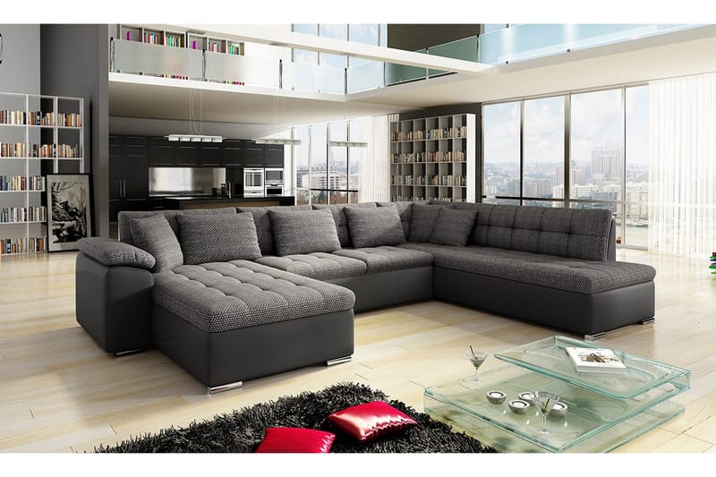 Niko U-Bäddsoffa 350x205x76 cm Divan Vänster - Grå - Möbler - Vardagsrum - Bäddsoffor - U bäddsoffa