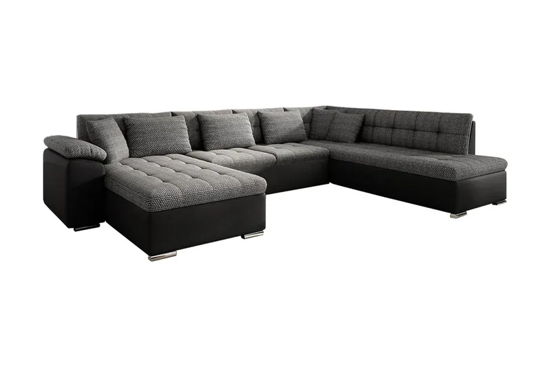 Niko U-Bäddsoffa 350x205x76 cm Divan Vänster - Grå/Svart - Möbler - Vardagsrum - Bäddsoffor - U bäddsoffa