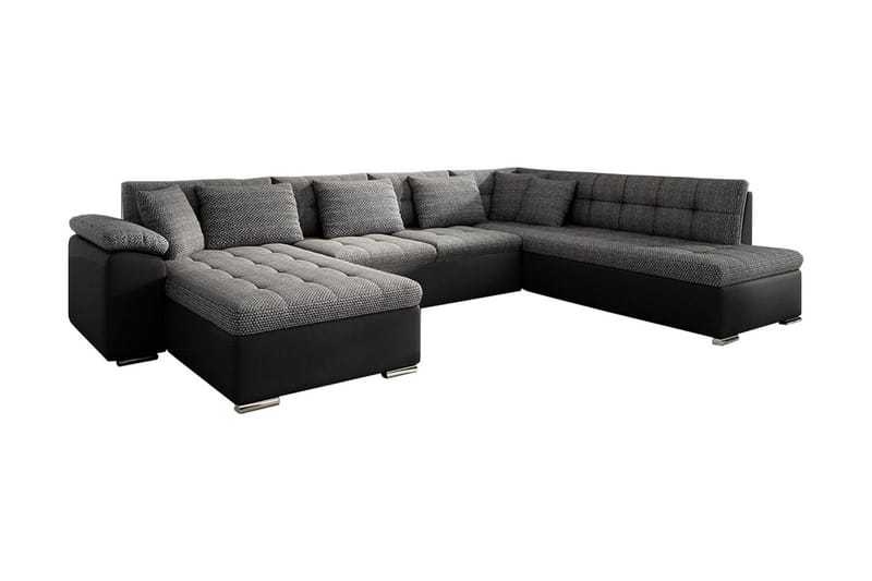 Niko U-Bäddsoffa 350x205x76 cm Divan Vänster - Grå/Svart - Möbler - Vardagsrum - Bäddsoffor - U bäddsoffa