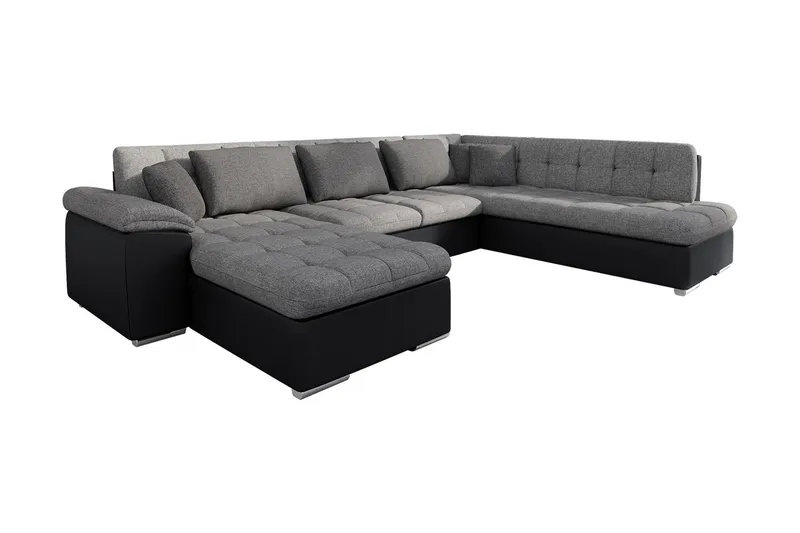 Niko U-Bäddsoffa 350x205x76 cm Divan Vänster - Grå/Svart - Möbler - Vardagsrum - Bäddsoffor - U bäddsoffa
