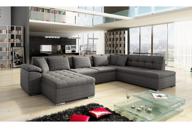 Niko U-Bäddsoffa 350x205x76 cm Divan Vänster - Mörkgrå - Möbler - Vardagsrum - Bäddsoffor - U bäddsoffa