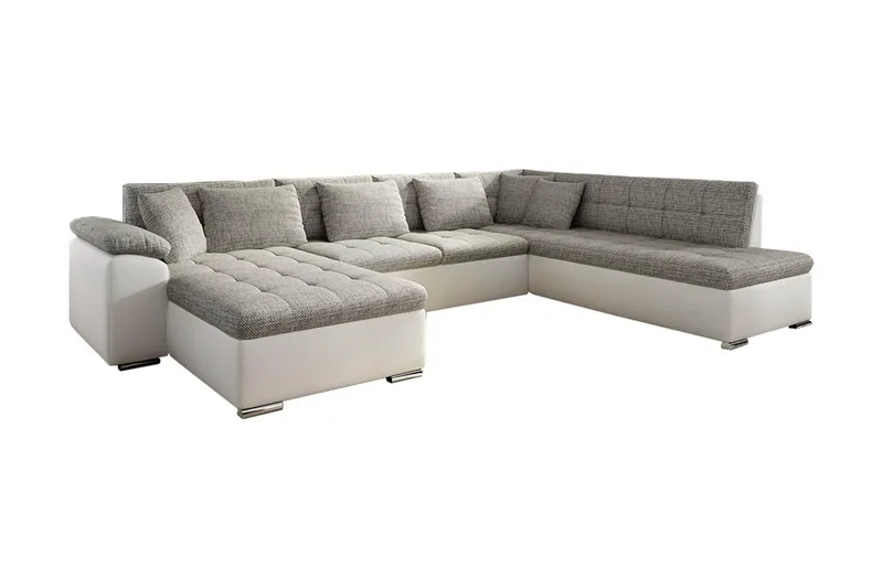 Niko U-Bäddsoffa 350x205x76 cm Divan Vänster - Vit/Grå - Möbler - Vardagsrum - Bäddsoffor - U bäddsoffa