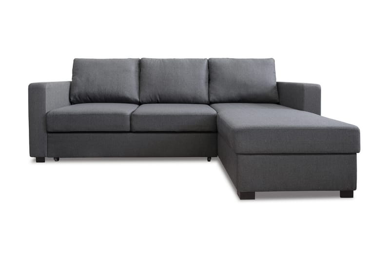 Nina 3-sits Höger L-formad Bäddsoffa med Divan 130x203 cm i Tyg, Mörkgrå