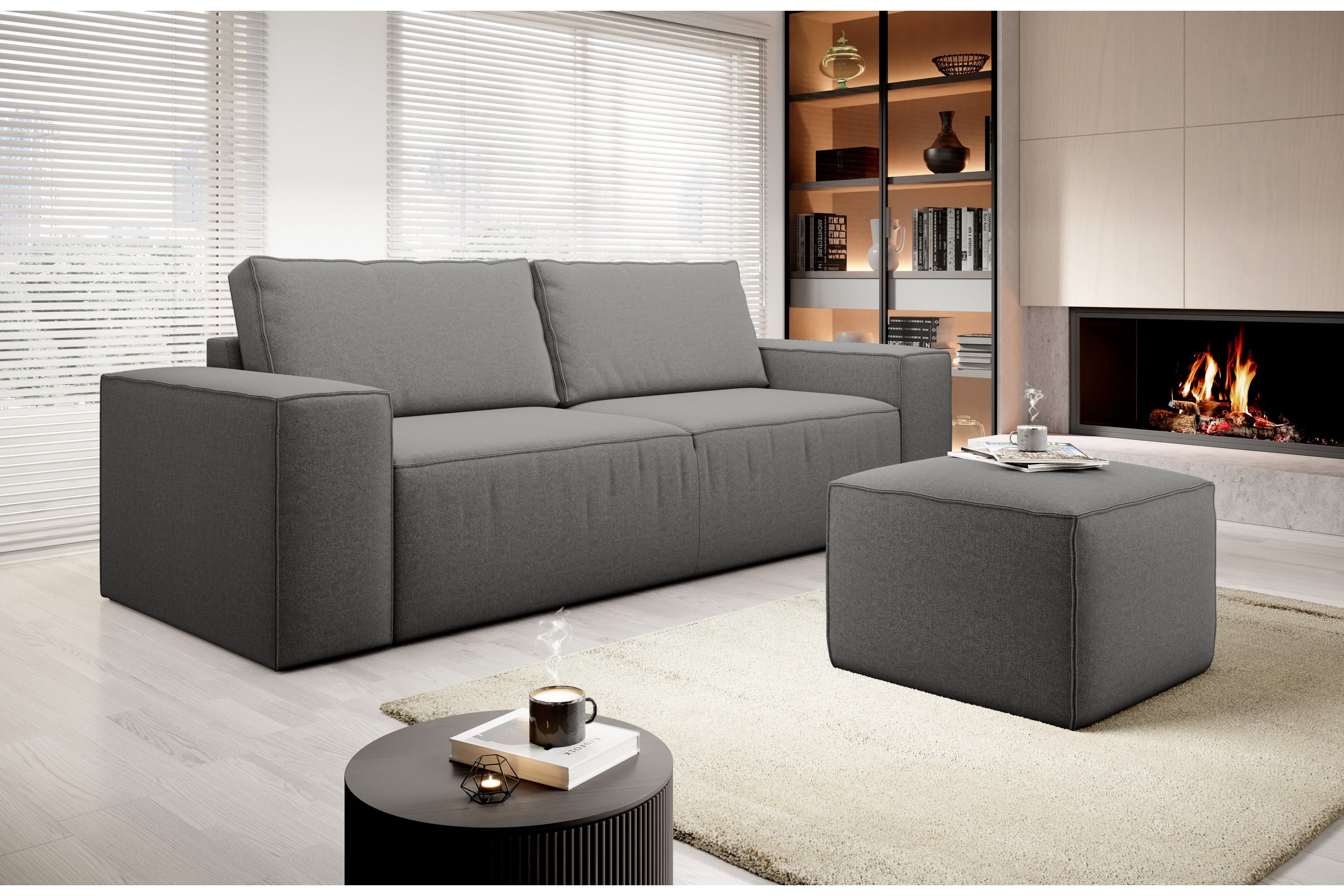 nirala bäddsoffa 3-sits med förvaring grå -