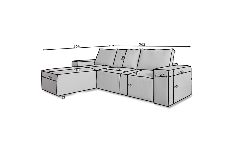 Nirala Bäddsoffa m. Divan med Förvaring Beige - Möbler - Vardagsrum - Bäddsoffor