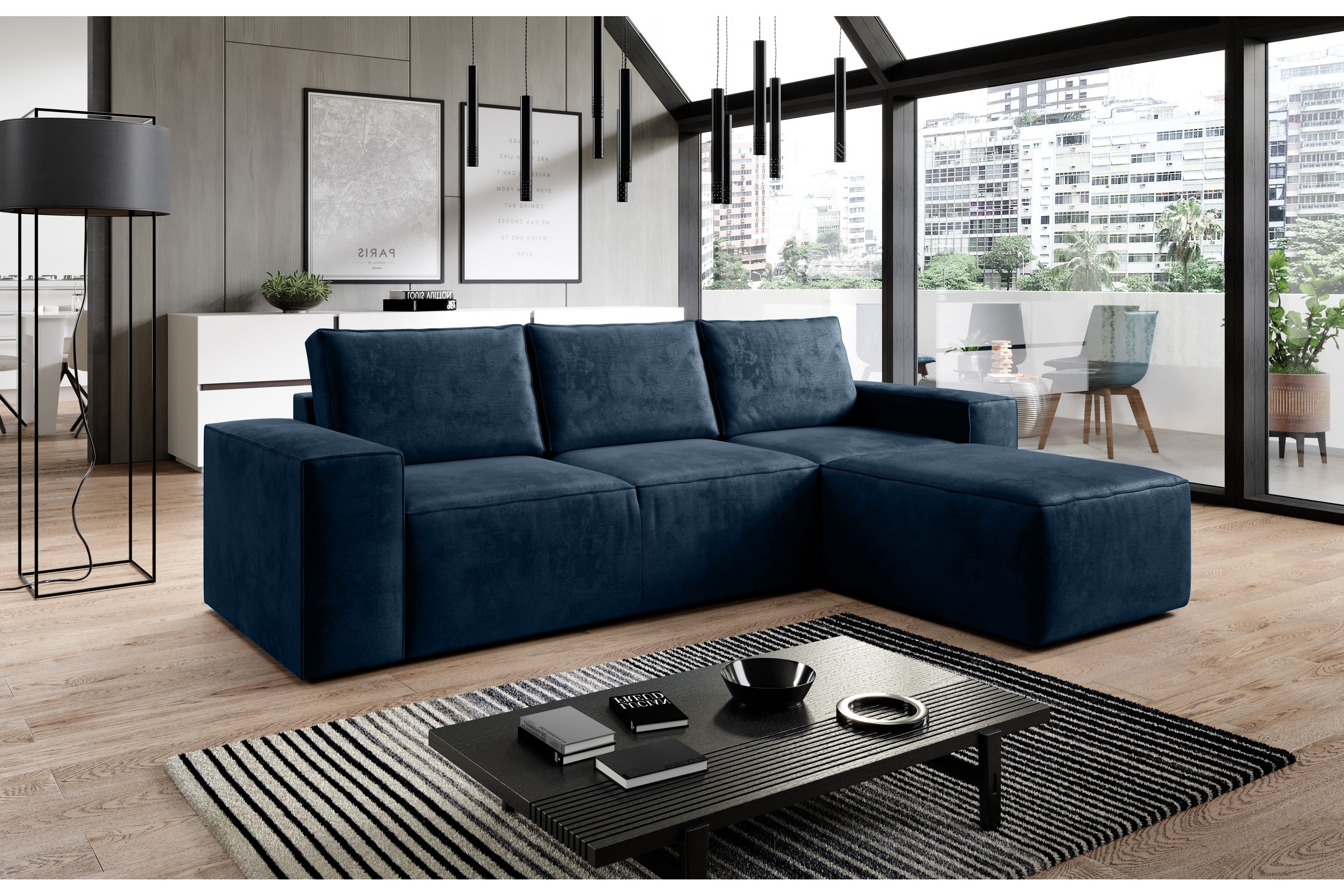 nirala bäddsoffa m. divan med förvaring blå -