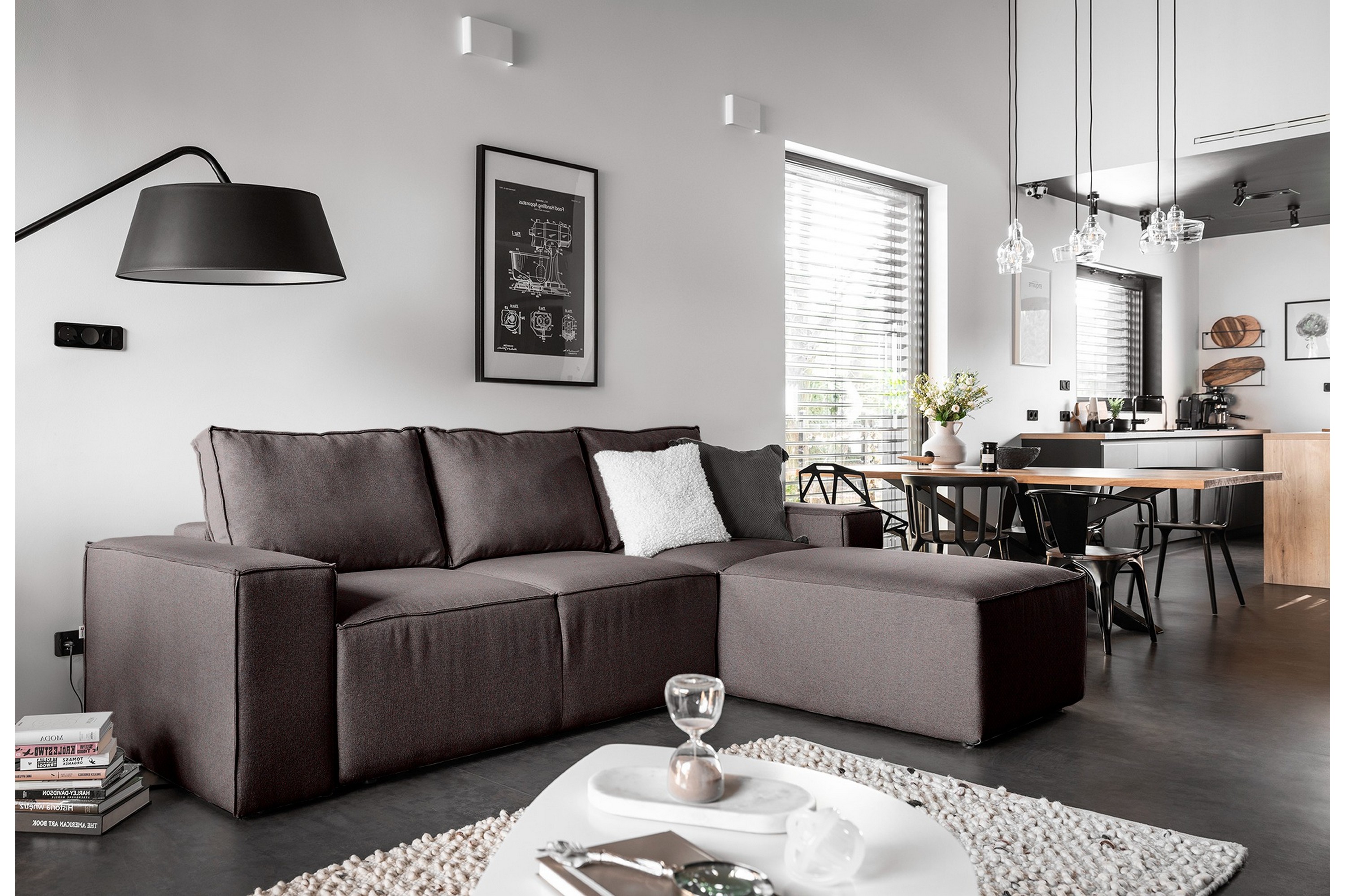 nirala bäddsoffa m. divan med förvaring grå -