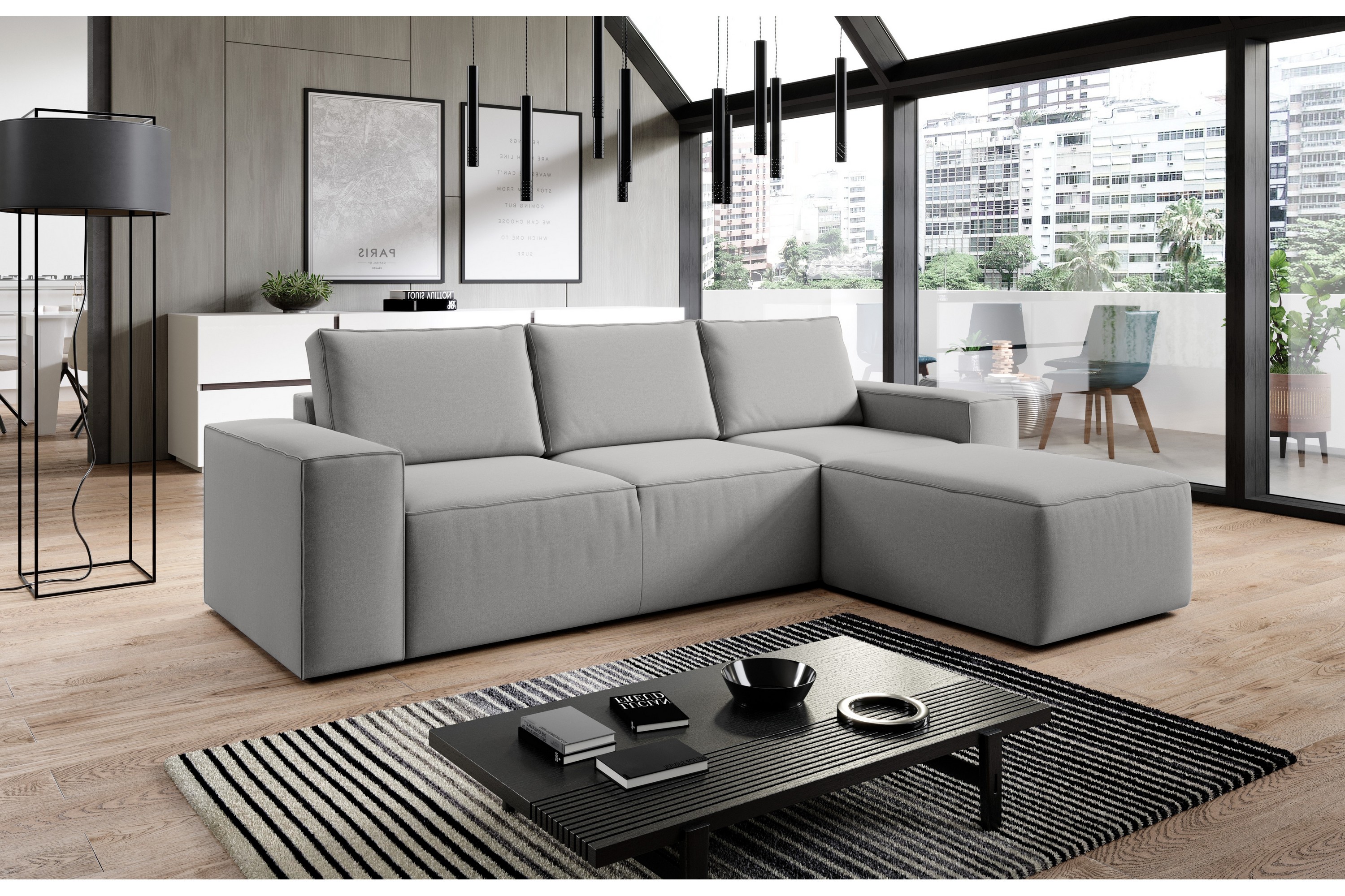 nirala bäddsoffa m. divan med förvaring grå -