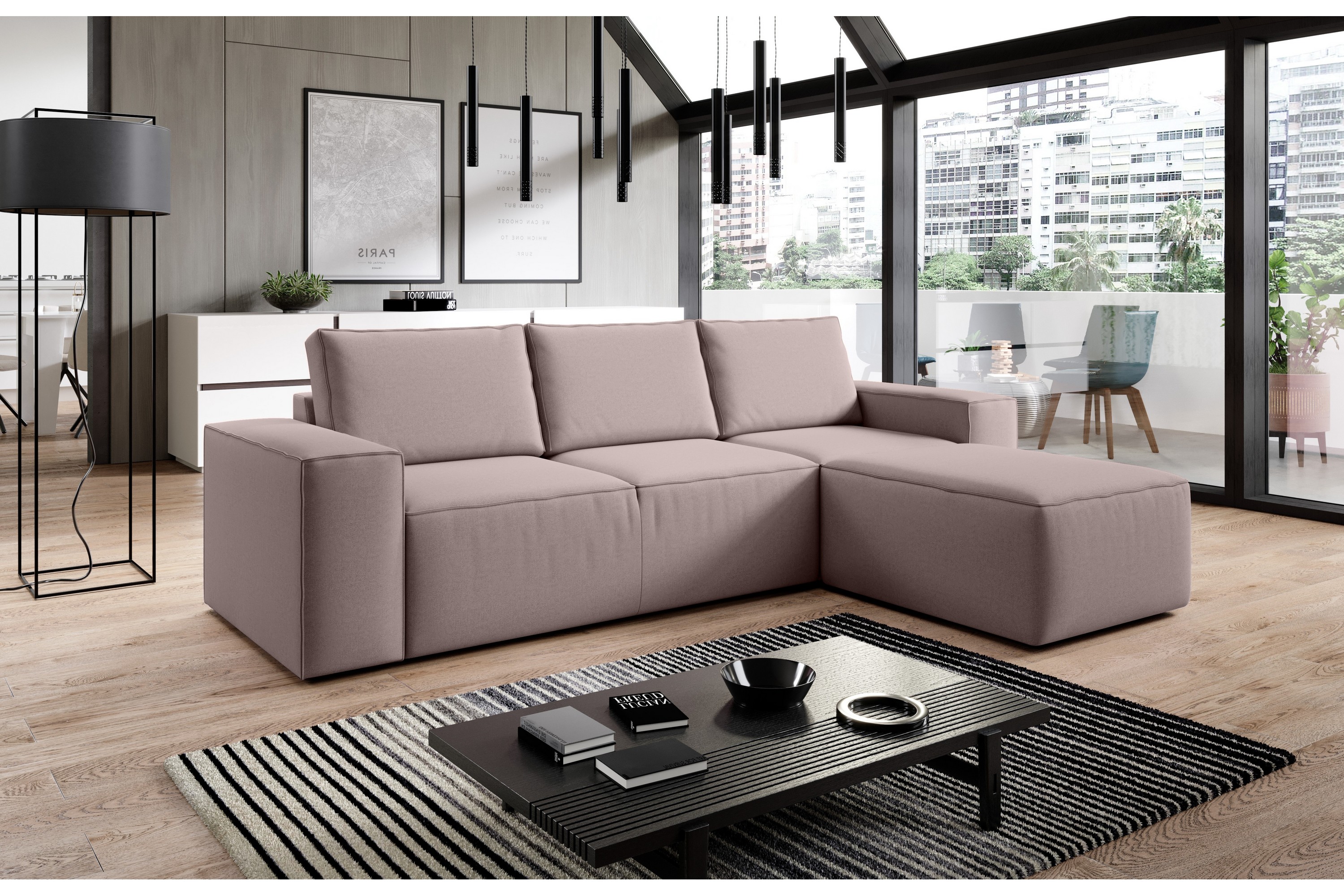 nirala bäddsoffa m. divan med förvaring grå -