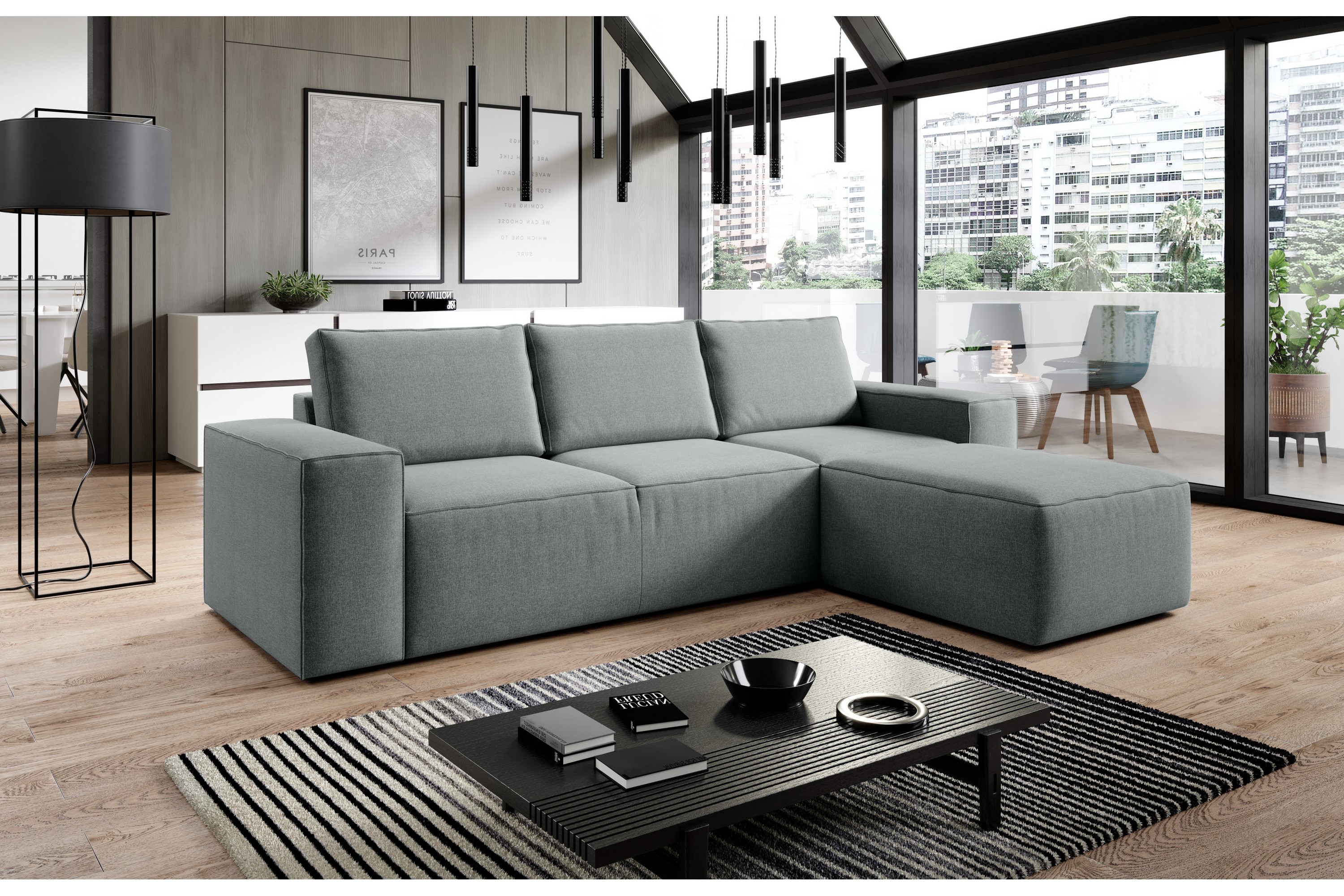 nirala bäddsoffa m. divan med förvaring grå -