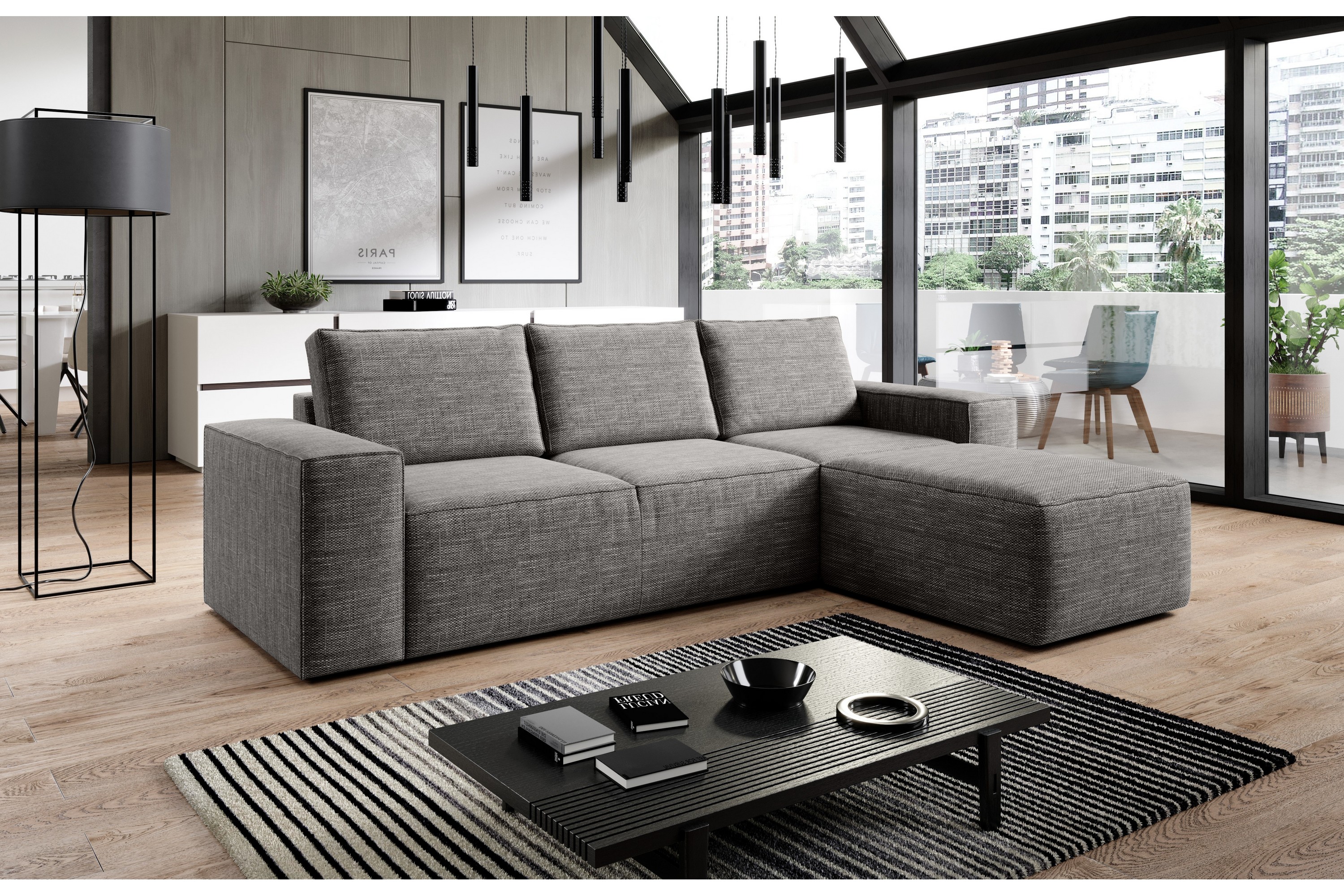 nirala bäddsoffa m. divan med förvaring ljusgrå -