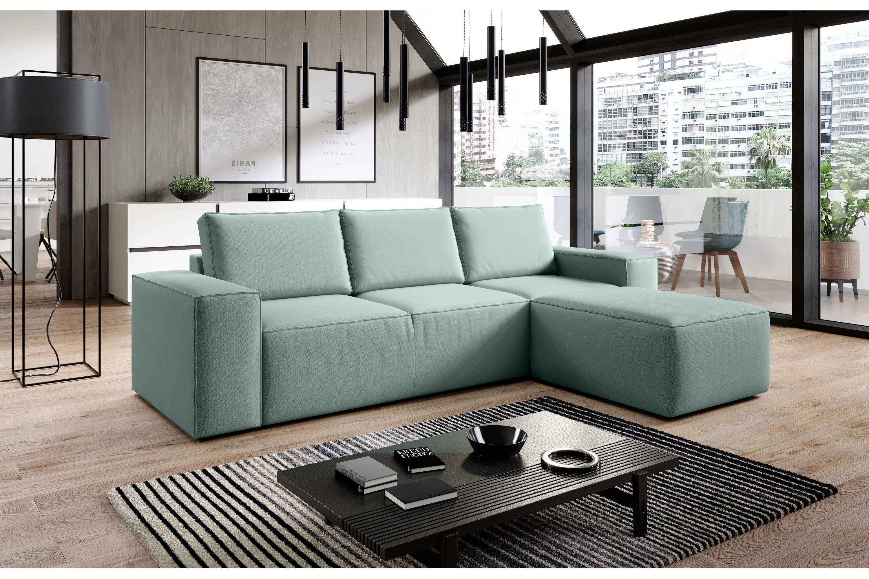 nirala bäddsoffa m. divan med förvaring ljusrosa -