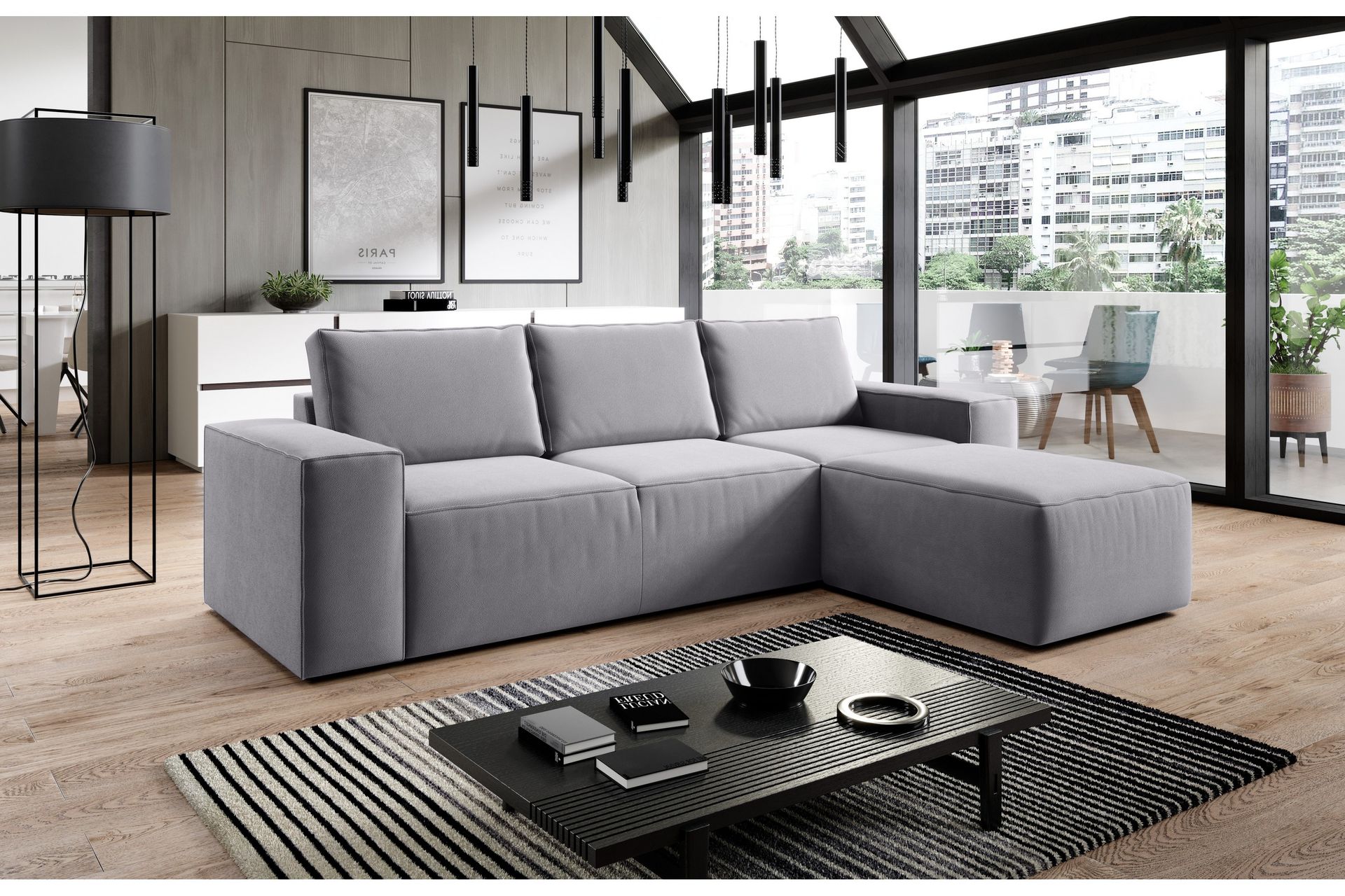 nirala bäddsoffa m. divan med förvaring mörkgrå -