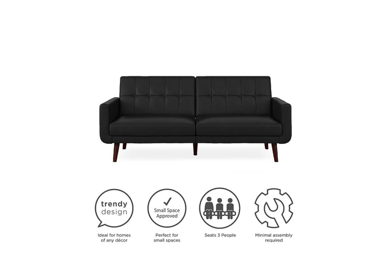 NOLA 2-sits Bäddsoffa Konstläder/Svart - Dorel Home - Möbler - Vardagsrum - Bäddsoffor