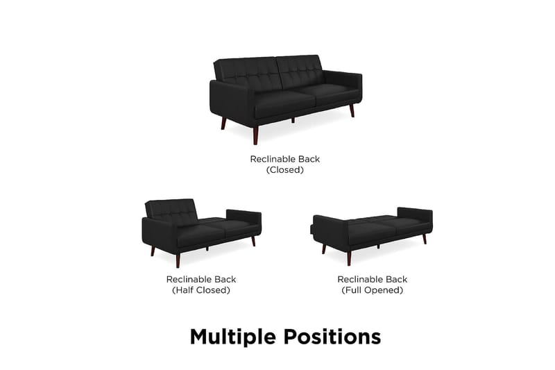 NOLA 2-sits Bäddsoffa Konstläder/Svart - Dorel Home - Möbler - Vardagsrum - Bäddsoffor
