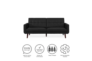 Nola 3-sits Bäddsoffa Konstläder/Svart - Dorel Home - Möbler - Vardagsrum - Bäddsoffor