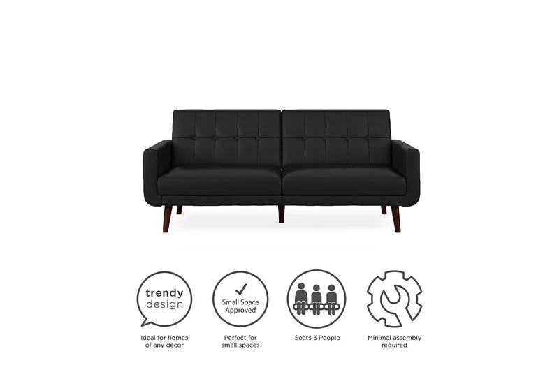 Nola 3-sits Bäddsoffa Konstläder/Svart - Dorel Home - Möbler - Vardagsrum - Bäddsoffor