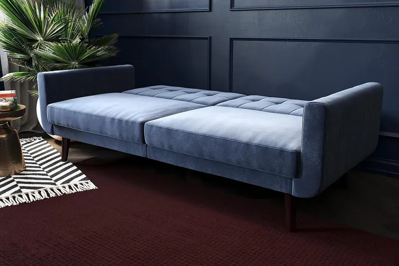 Nola 3-sits Bäddsoffa Sammet/Blå - Dorel Home - Möbler - Vardagsrum - Bäddsoffor