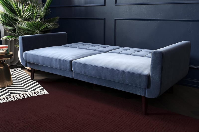 Nola 3-sits Bäddsoffa Sammet/Blå - Dorel Home - Möbler - Vardagsrum - Bäddsoffor
