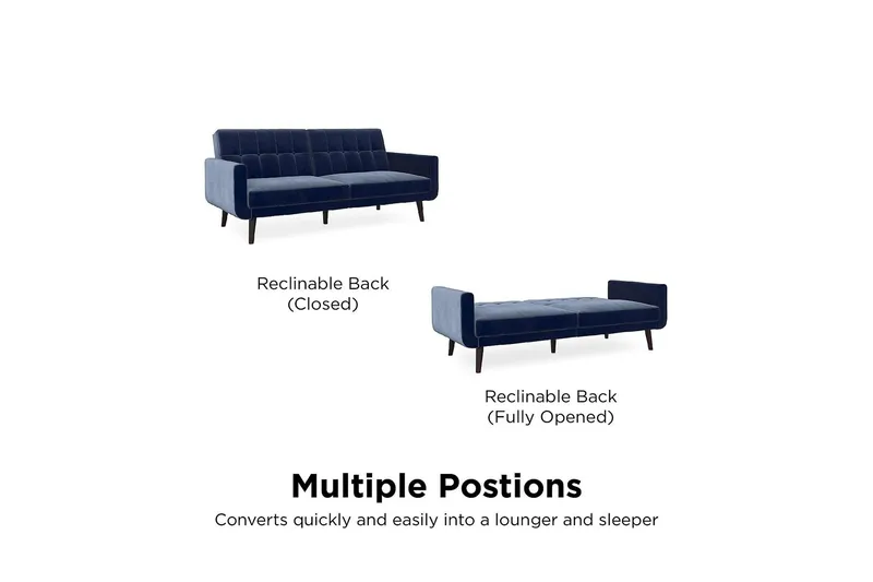 Nola 3-sits Bäddsoffa Sammet/Blå - Dorel Home - Möbler - Vardagsrum - Bäddsoffor