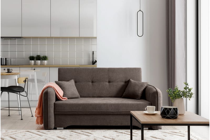 Nomely Bäddsoffa med Förvaring 2-sits Mörkbrun - Möbler - Vardagsrum - Bäddsoffor