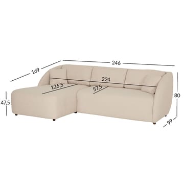 Norrby 3-sits Vänstervänd Längsbäddad Bäddsoffa 142.5x224 cm i Tyg - Beige - Möbler - Vardagsrum - Bäddsoffor