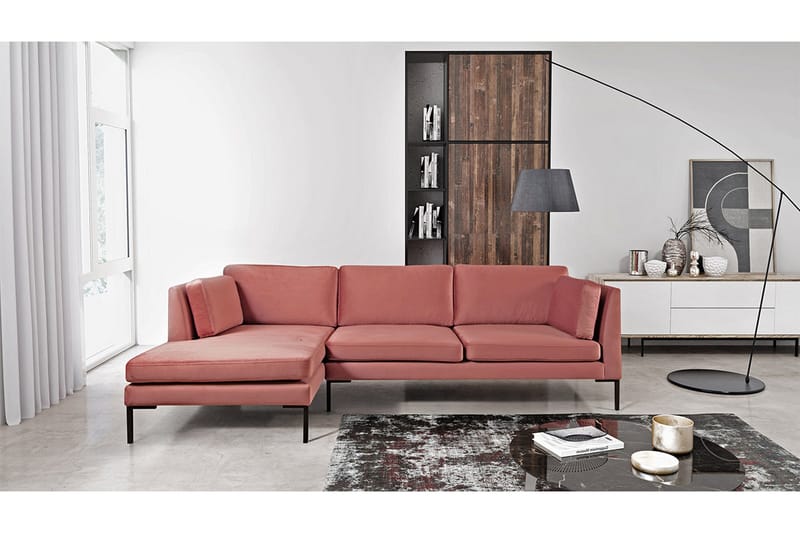 Ocean 3-sits Hörnbäddsoffa Höger med Divan i Sammet - Rosa - Möbler - Vardagsrum - Bäddsoffor