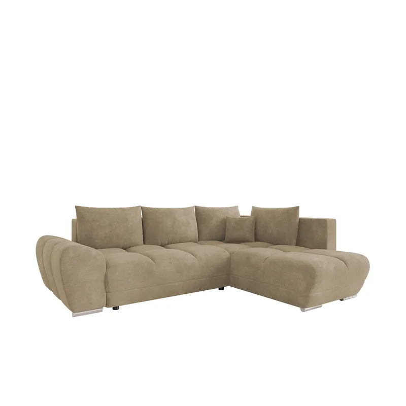 Ostra 4-sits Bäddsoffa divan höger med förvaring, Beige